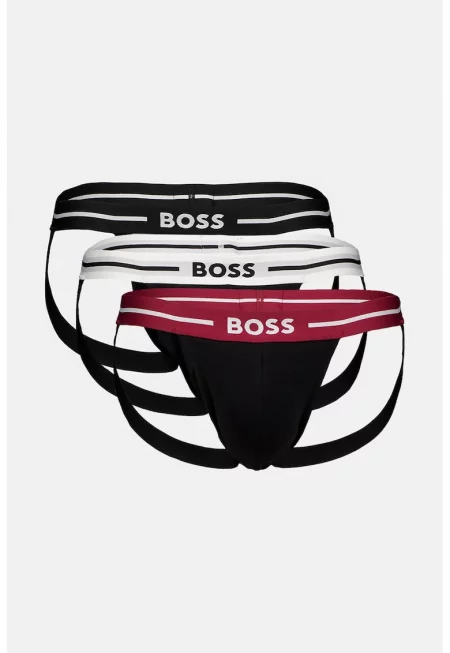 Джокстрап с лого - 3 чифта - Бордо/Черен