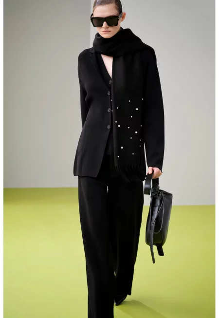 Едноцветно сако с паднали ръкави - Черен