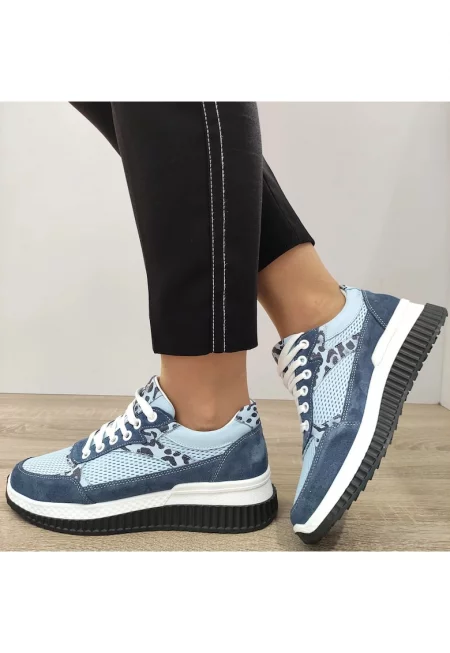 Ежедневни дамски обувки  Син велур - Светлосин/Син