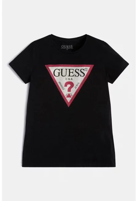 Guess - Тениска с лого и декоративни камъни