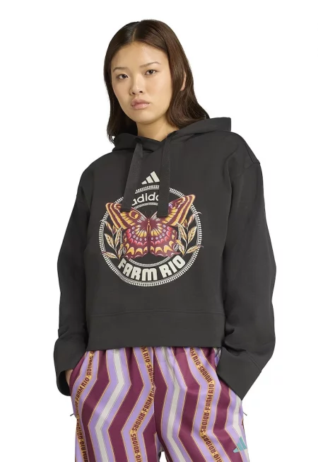 Худи с шарка и паднали ръкави - Черен/Бледожълт/Мръснобял