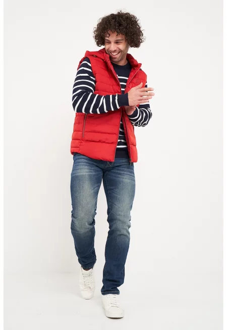 Капитониран елек с качулка - Червен