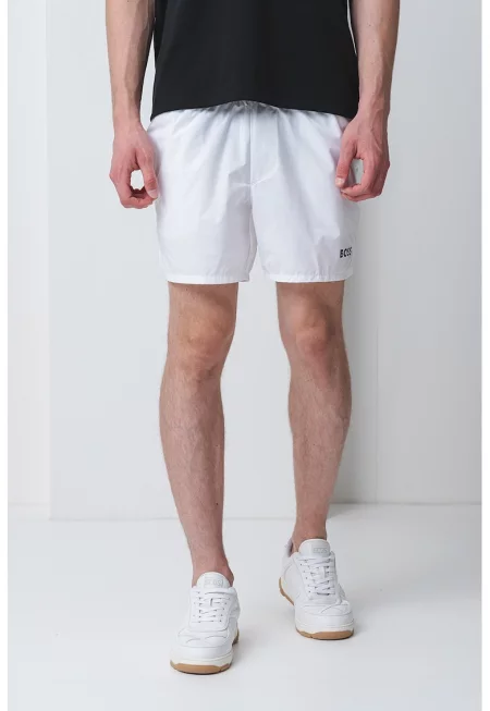 Къс панталон със скосени джобове - Бял