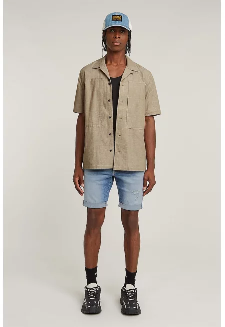 Къси слим дънки 3301 с лиосел - Светлосин