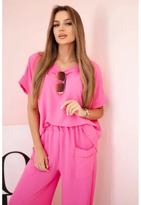 Комплект блуза и панталон с джобове - Един размер