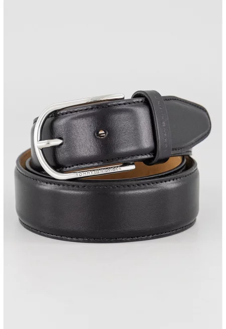 Кожен колан с тока - Черен