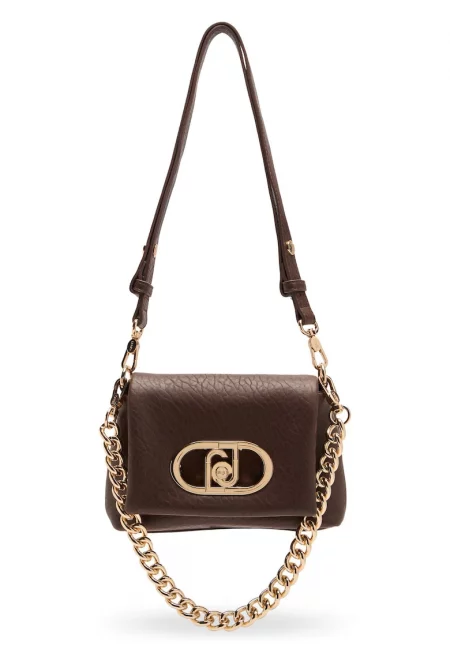 Кожена чанта през рамо Lapuffy с отделяща се дръжка - Кафяв - Бежов