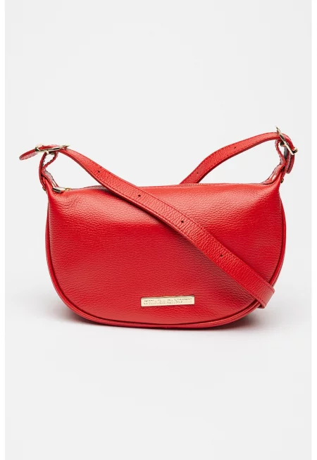 Кожена чанта за рамо с цип