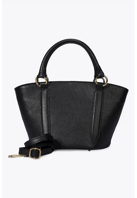 Кожена шопинг чанта - Черен