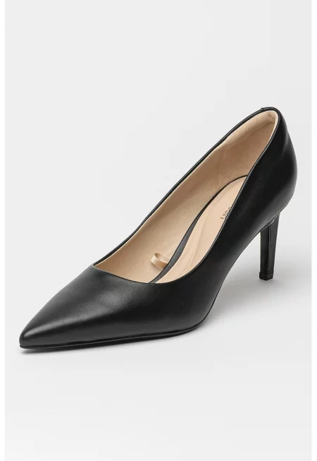 Кожени обувки с остър връх - Черен
