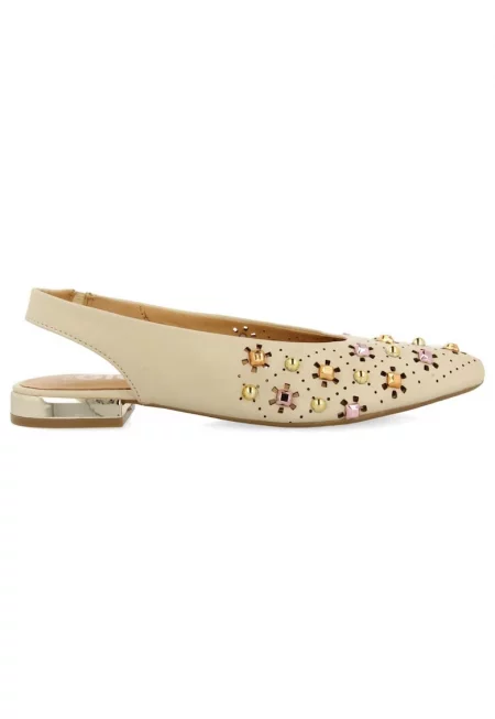 Кожени партофки с перфорации - Мръснобял