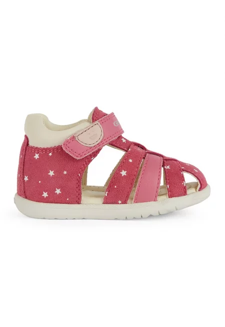 Кожени сандали с десен - Фуксия