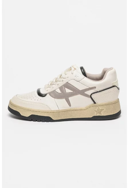 Кожени спортни обувки Blake с контрасти - Мръснобял