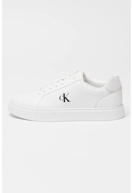 Кожени спортни обувки с велур - Бял