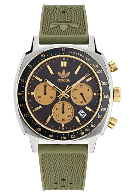 Мъжки часовник  модел MASTER ORIGINALS ONE CHRONO AOFH23504 - сребрист - зелена синтетична каишка - 44x12мм - водоустойчивост 10 ATM