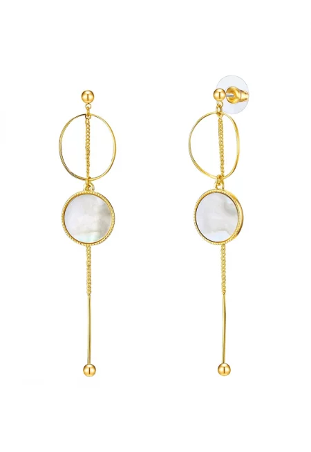 Обеци с покритие от 14K злато със седеф - Златист