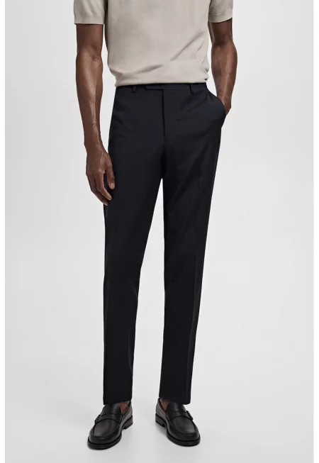 Официален слим панталон от необработена вълна - Ултрамарин синьо