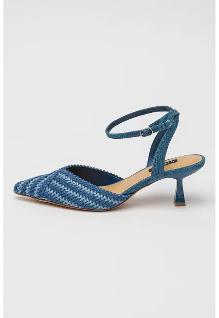 Остри обувки Rossa с каишка с тока - Тъмносин