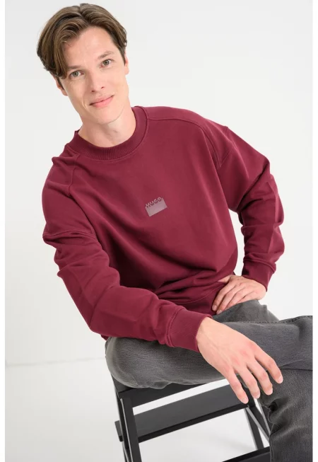 Памучен суитшърт Delast с принт - Червен