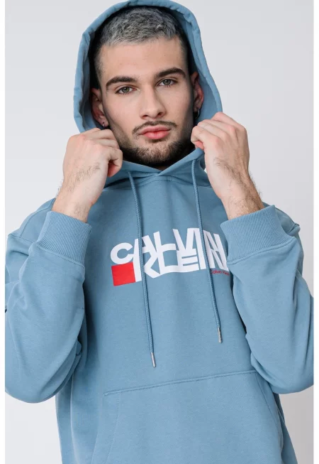 Памучно худи с лого - Тюркоаз