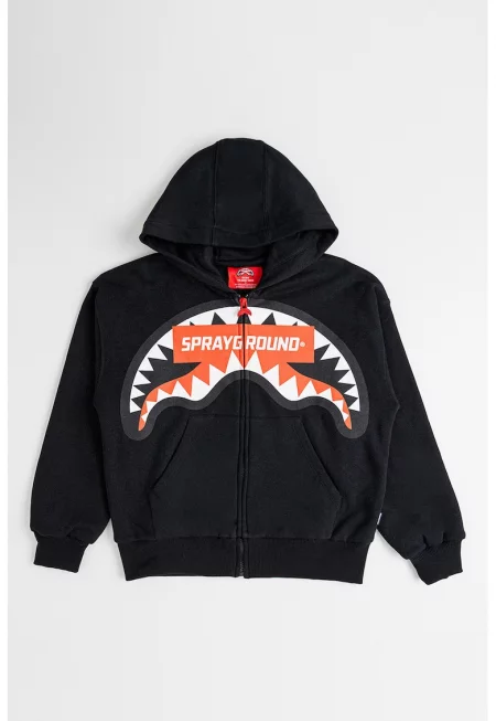 Памучно худи с шарка - Червен/Черен