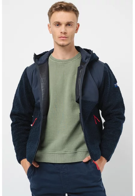 Pepe Jeans London - Яке с качулка и джобове с цип - Тъмносин