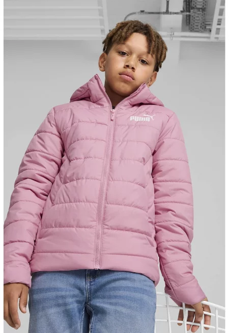 Подплатено зимно яке Essentials с качулка - Бял/Светлорозов