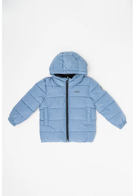 Подплатено зимно яке с качулка - Черен/Лавандула