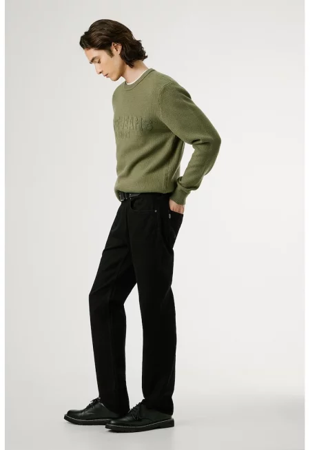 Прави дънки Cash с миди талия - Черен