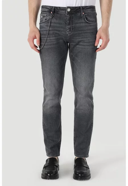 Прави дънки Karl със захабен ефект - Избеляло черно