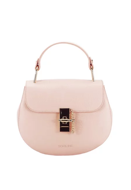 Премиум чанта от естествена кожа 8946 120 Светло розово 15268