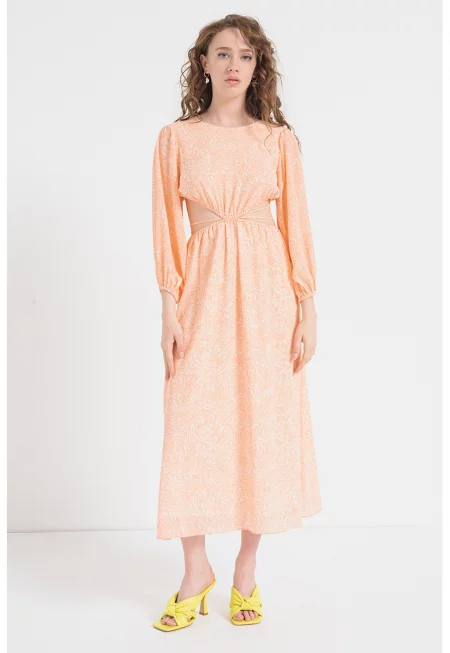 Разкроена рокля Kasmata с отвори встрани - Бял/Бледооранжев