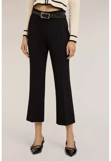 Разкроени дънки с висока талия - Черен