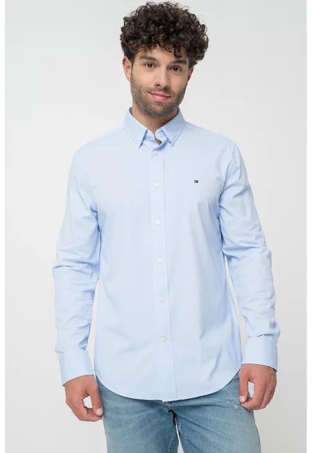 Риза с дълги ръкави - Бял/Светлосин