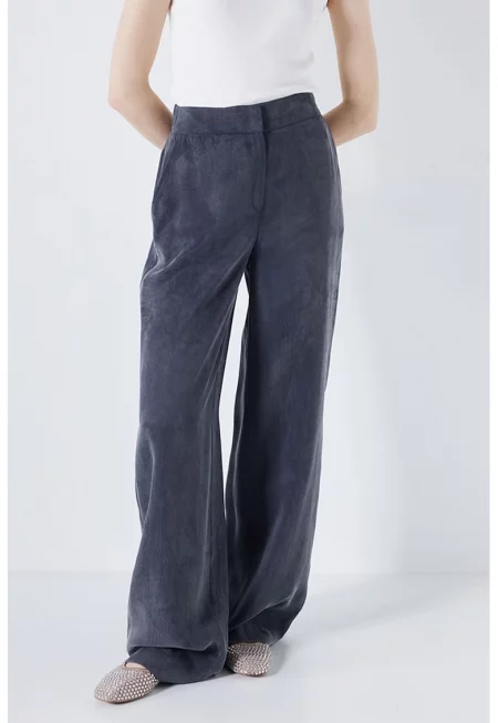 Широк кадифен панталон - Индигово синьо