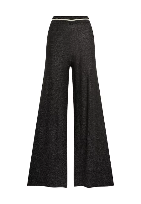 Широк панталон Kit с еластична талия - Бял/Черен