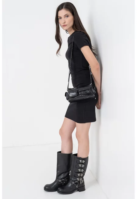 Слим рокля-тениска - Черен