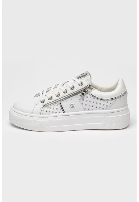 Спортни обувки Daria с кожа - Бял/Сребрист