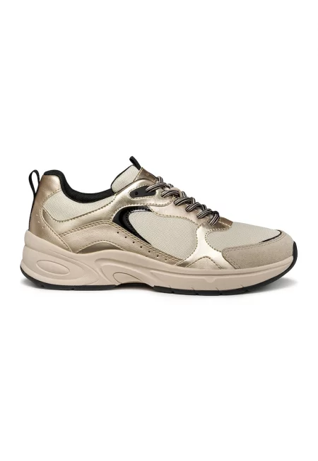 Спортни обувки с велур - Златист/Светло бежово