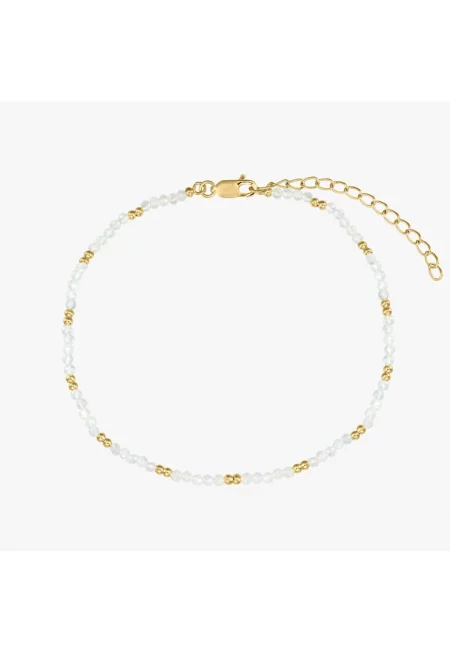 Сребърна гривна за глезен SummerScape Golden – Лунен камък