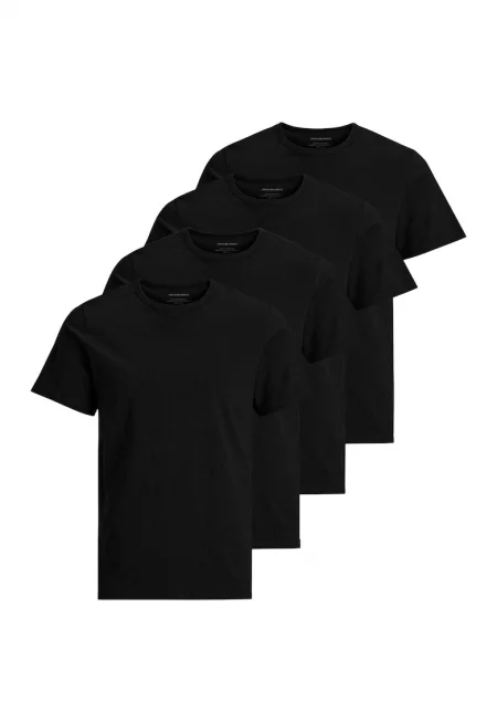Тениска Basic с овално деколте - 4 броя - Черен