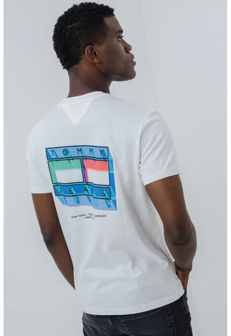 Тениска от памук с шарка на гърба