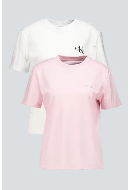 Тениска с овално деколте и лого на гърдите - 2 броя