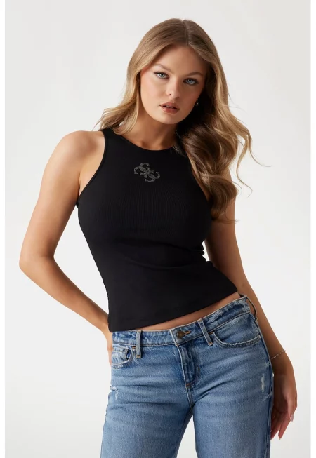 Топ с овално деколте и лого