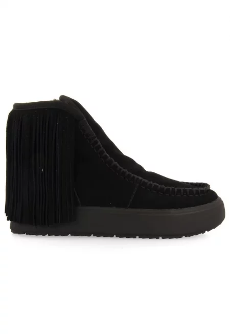 Велурени боти с ресни - Черен
