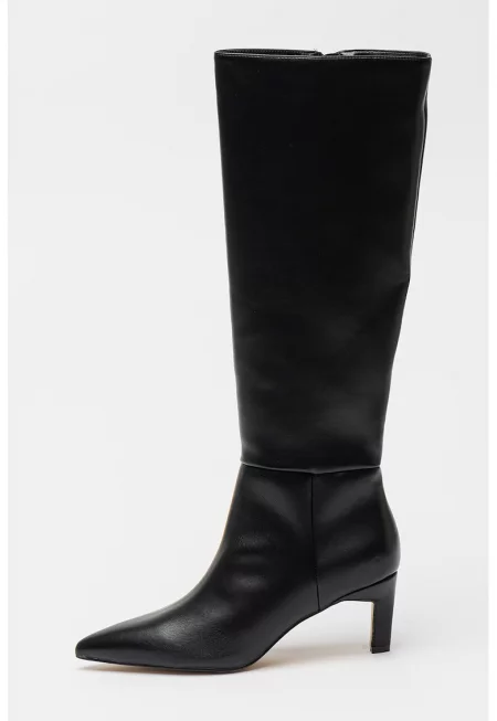 Високи ботуши от еко кожа Selena с остър връх - Черен