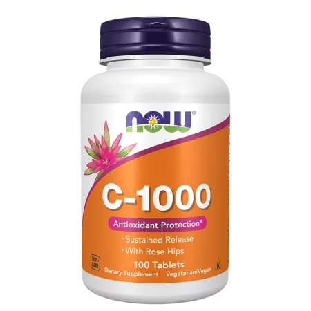 Витамин C с удължено освобождаване 1000 mg и шипка 25 mg – Имунна система и умора, 100 таблетки