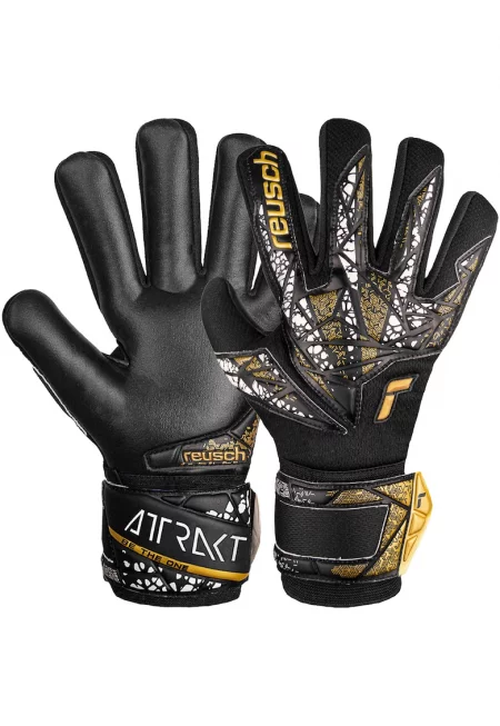 Вратарски ръкавици  Attrakt Silver NC Finger Support Junior - За деца - Черен/Златист/Бял