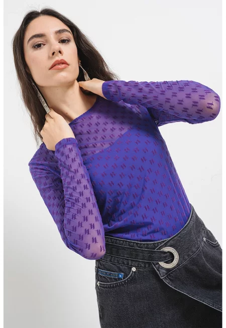Вталена блуза с лога - Бледовиолетов/Аметист