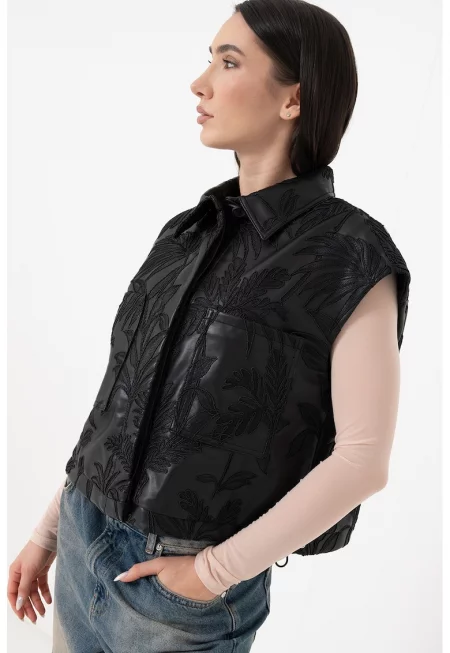 Яке от еко кожа с къси ръкави